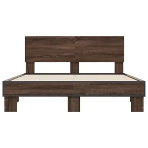 Berkfield Bed Frame without Mattress Brown Oak 135x190 cm Double