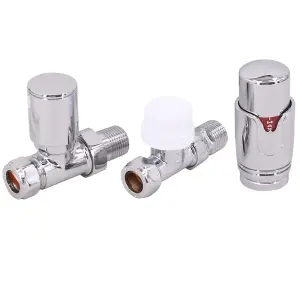 Rinse Bathrooms Designer Straight Thermostatic Radiator Valve Pack for Towel Rails