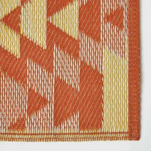 Homescapes Anya Aztec Orange Outdoor Rug, 120 x 180 cm