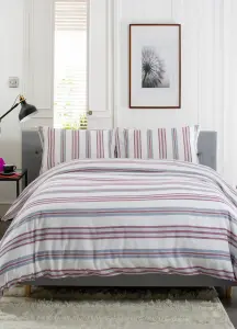 TLC Magnate Stripe Printed Brushed 100% Cotton Bedlinen Duvet set