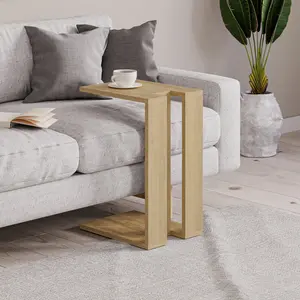 Madelyn Modern Compact C Shape Side Table Oak