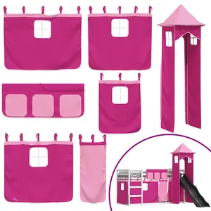 Berkfield Bunk Bed without Mattress with Slide and Curtains Pink 90x190 cm Single