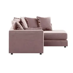 Brooklyn Plush Velvet 3 to 4 Seater L Shaped Corner Sofa Foam Pink Right Hand Facing