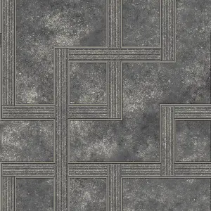 Boutique Black Metallic effect Geometric Textured Wallpaper