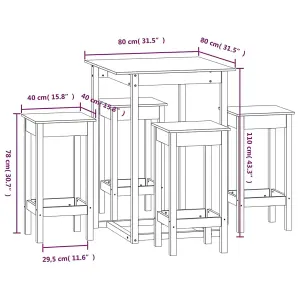 Berkfield 5 Piece Bar Set Solid Wood Pine