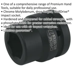 Premium 27mm Forged Impact Socket - 1 Inch Square Drive for Air Wrenches