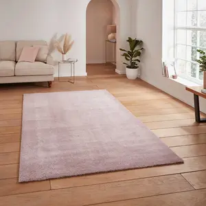 Rose Plain Shaggy Modern Rug Easy to clean Dining Room-60cm X 115cm