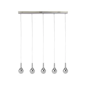 Lighting Collection Champoton Chrome, Crystal Sand and Acrylic 5Lt Bar Pendant