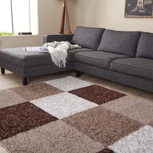 Myshaggy Collection Rugs Geometric Design  381 Brown