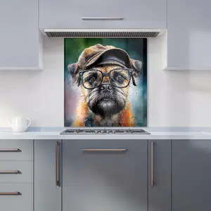 Border Terrier Dog Splashart Premium Glass Kitchen Splashback W900mm x H750mm