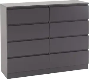 Malvern 8 Drawer Chest Grey Recessed Handles Metal Runners