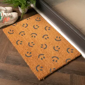 Grey Smiley Faces Pattern Doormat