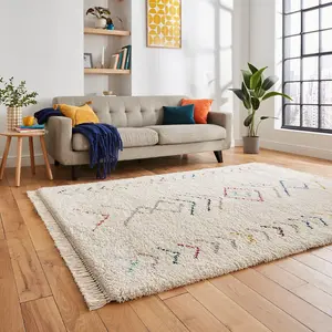 Multi Kilim Geometric Modern Shaggy Moroccan Easy to Clean Rug for Living Room Bedroom and Dining Room-120cm X 170cm