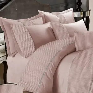 Leona Coral Super King Duvet Cover Set