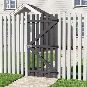 Grey Wooden Garden Fence Gate Single Swing Gate with Latch H 180cm x W 90cm