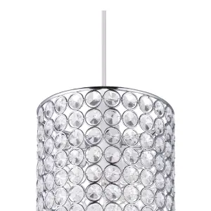 Clear Chrome effect Beaded Light shade (D)16cm