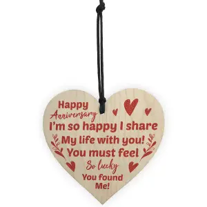 Anniversary Gift For Him Her Wood Heart Funny Joke Husband Wife Boyfriend Gift