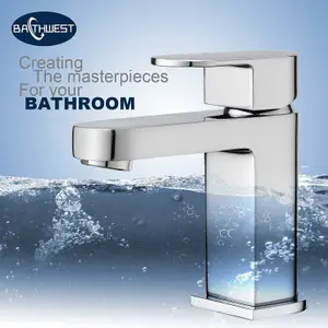 BATHWEST Basin Tap Mixer Monobloc Single Lever Mixer Taps for Bathroom Sink Multi-Layer Chromed Solid Brass Basin Tap