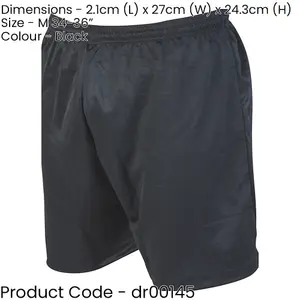 M - BLACK Adult Sports Micro Stripe Training Shorts Bottoms - Unisex Football