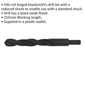 Premium 21.5 x 220mm HSS Roll Forged Blacksmith Drill Bit with Reduced Shank