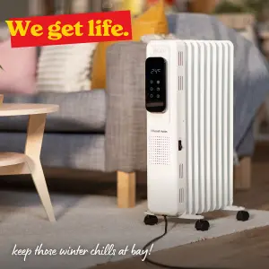 Russell Hobbs Electric Heater 2000W White Digital 9 Fin Oil Filled Radiator with Remote & 2 Year Guarantee RHOFR2009-D