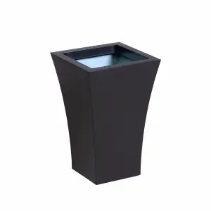 Primrose Outdoor Black Galvanised Steel Plant Pot Square Flared Planter 55cm