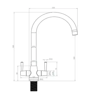 Liquida LU409BR Monobloc Swan Neck Twin Lever Brushed Brass Kitchen Mixer Tap