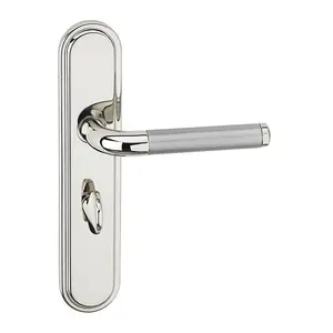 URBNLIVING 220mm Length 12 Pcs Vienna Metal & Polished Nickel Lever Latch Door Bathroom Handle Set