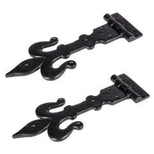 Hammer & Tongs Fleur De Lis T-Hinge - W310mm - Black - Pack of 2