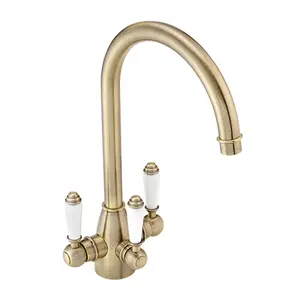 ENKI Valencia Antique Brass Ceramic Lever Mixer Tap for Kitchen Sink