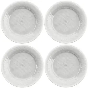 Purely Home Potters Reactive Glaze White Melamine Dinner Plates - Set of 4