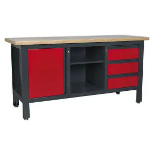 Sealey Work Station 3 Drawers 1 Cupboard & Open Storage 300kg Capacity AP1905B