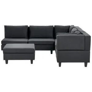 Corner Sofa with Ottoman UNSTAD Black Fabric Left Hand