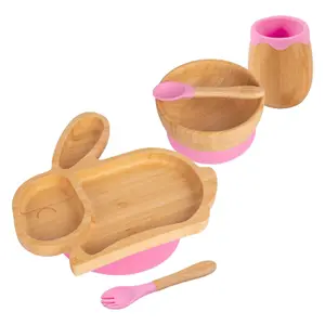 5pc Bamboo Rabbit Baby Weaning Set - Pink