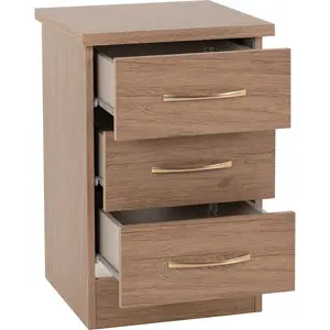 Cascio 3 Drawer Bedside Table Rustic Oak Effect