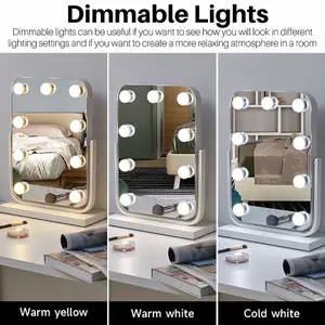 Rectangle Rotatory Hollywood LED Lighted Vanity Makeup Mirror Dimmable Touch Control 30x40cm