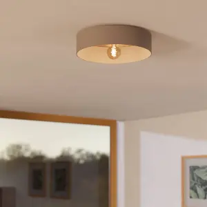 EGLO Duaia Taupe Metal Flush Ceiling Light With Interchangeable Element