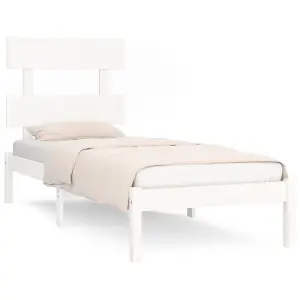 Berkfield Bed Frame White Solid Wood 100x200 cm