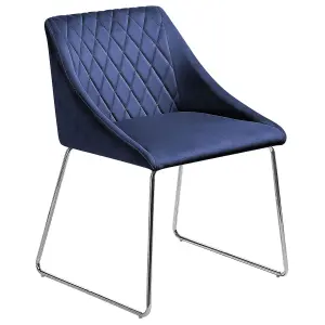 Set of 2 Dining Chairs ARCATA Velvet Navy Blue