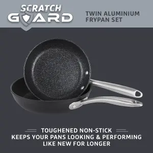 Prestige Scratch Guard Black Round Aluminium Induction Suitable Non-Stick Frying Pan Set Twin Pack