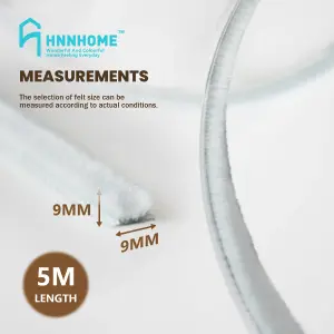 HNNHOME Draft Excluder Self-Adhesive 10 Meter Brush Seal Strip,  for Sliding and External Door, Window(White, 5Mx9mmx9mm X 2)