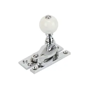 Sash Heritage Claw Fastener with White Ceramic Knob (Non Locking) - Polished Chrome