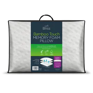 Snuggledown Bamboo Memory Foam Pillow 1 Pack Medium Support Orthopaedic Pillow Machine Washable Zipped Cover 74x48cm