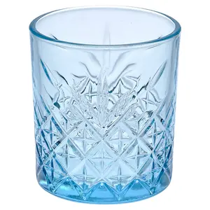 URBNLIVING 345ml 4 Pcs Whiskey Scotch Vodka Tumbler Blue Glassware Sets