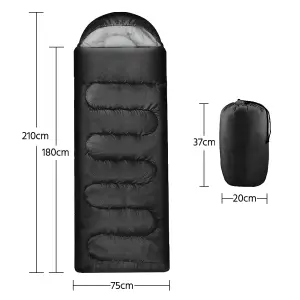 Yaheetech Black Adult Envelope Sleeping Bag Single Person for 3 Seasons