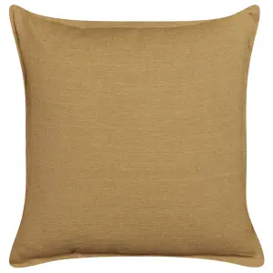 Set of 2 Cushions SUBULATA Linen 45 x 45 cm Solid Mustard