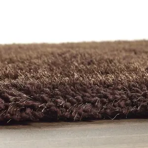 Chocolate Polyester Plain Modern Shaggy Handmade Rug for Living Room and Bedroom-67cm X 200cm