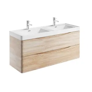 Eden 1200mm Wall Hung Vanity Unit in Light Oak & Resin Basin