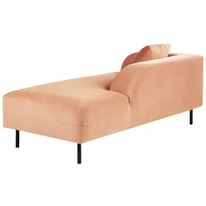 Left Hand Velvet Chaise Lounge Peach Pink LE CRAU