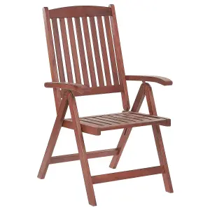 Set of 2 Garden Chairs with Cushions TOSCANA Acacia Wood Dark Red